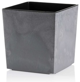 PLASTOVÝ KVETINÁČ FLORE 19X19 CM IMITÁCIA BETÓNU SIVÁ