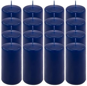Modrá parafínová sviečka 10 cm, 20 h horenia, súprava 16 ks