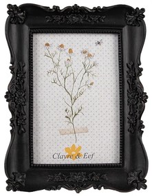 Čierny fotorámik s kvetinovými ornamentmi - 15*2*20 cm / 10*15 cm