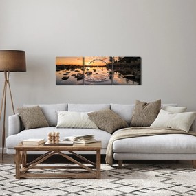 Obraz - Západ slnka pri jazere (s hodinami) (90x30 cm)