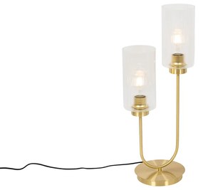 Art Deco stolná lampa zlatá so sklom 2-svetlo - Laura