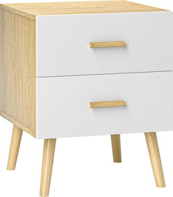 HOMCOM nočný stolík s 2 zásuvkami z dreva, 40x40x50 cm, dub | Aosom