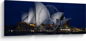 Obraz nočného Sydney (s hodinami) (90x30 cm)