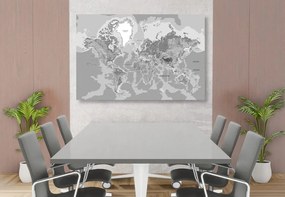 Obraz klasická mapa sveta v čiernobielom prevedení Varianta: 120x80