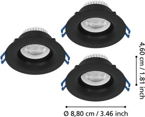 Eglo 902274-SADA 3xLED Kúpeľňové podhľadové svietidlo SALABATE LED/4,9W/230V pr.8,8cm IP65 čierna