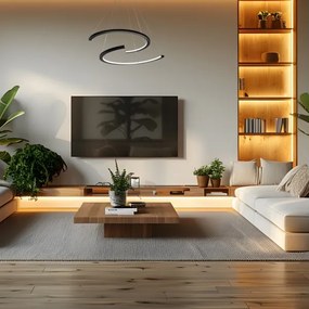 LED Luster na lanku DOUBLEMOON LED/30W/230V čierna