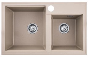 Gamma Modern 8020, 2-komorový granitový drez 795x495x210 mm, béžová, GMA-KAT00047