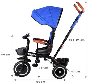 Jokomisiada Trojkolka Tiny Bike 3v1 so štítom - modrá