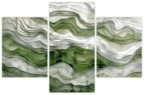 Obraz - Zelenobiele vlnky (90x60 cm)