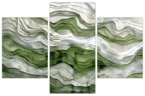 Obraz - Zelenobiele vlnky (90x60 cm)