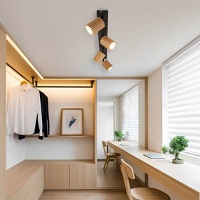 Brilagi - Bodové svietidlo MODERN WOOD 4xGU10/8W/230V drevo/čierna