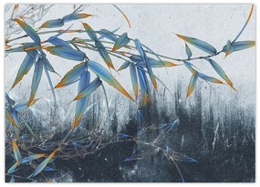 Sklenený obraz - Bambus na stene (70x50 cm)