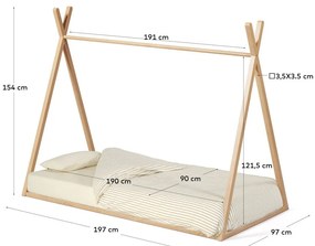 Domčeková detská posteľ z bukového dreva s roštom 90x190 cm v prírodnej farbe Maralis – Kave Home