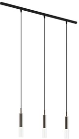 Moderný koľajnicový systém čierny s 3 závesnými svietidlami tmavý bronz 1-fázový - Slimline Loyce