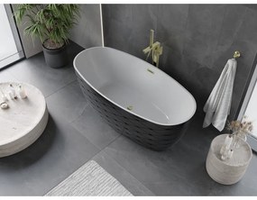 Mexen Olea, voľne stojaca vaňa, vzor, 170 × 80 cm, biela-čierna, zlatý lesklý prepad, 52821708075-50