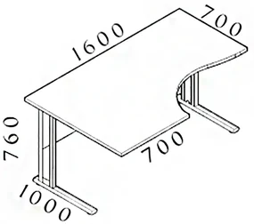 Ergonomický stôl Visio 160 x 100 cm, ľavý, čerešňa
