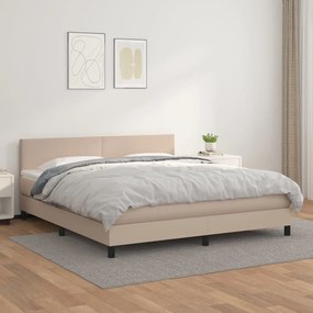 Boxspring posteľ s matracom kapučínová 160x200 cm umelá koža 3141016