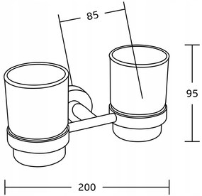 Závesný dvojitý okrúhly držiak kefiek MEXEN TIBER - kov / sklo - čierny matný, 7050552-70