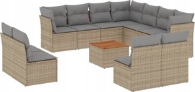 vidaXL 12-dielna sada záhradného nábytku s vankúšmi, zmiešaná béžová