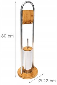 Držiak toaletného papiera s WC štetkou - kov / bambus