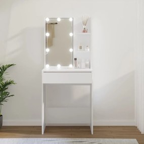 Toaletný stolík s LED biely 60x40x140 cm 808828