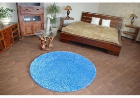 Kusový koberec Shaggy Roy modrý kruh 100cm