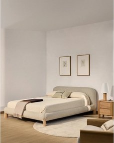 Béžová čalúnená dvojlôžková posteľ bez roštu 180x200 cm Odina – Kave Home