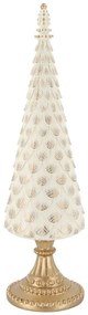 Krémovo-zlatý antik dekoračný vianočný stromček Noël - Ø 12*42 cm