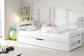 Detská posteľ s úložným priestorom a matracom 90x200 LYDIE - biela