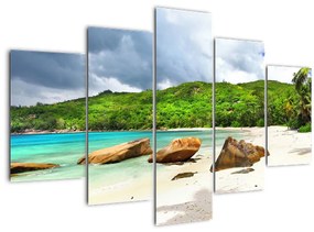 Obraz - Seychely, pláž Takamaka (150x105 cm)