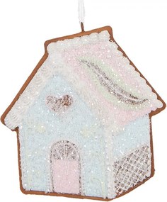 Závesná dekorácia modrá perníková chalúpka Frosted Ginger - 9*1*10 cm