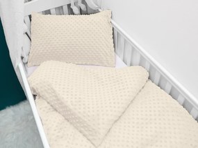 Biante Detské posteľné obliečky do postieľky Minky 3D bodky MKP-014 Krémové Do postieľky 90x140 a 50x70 cm