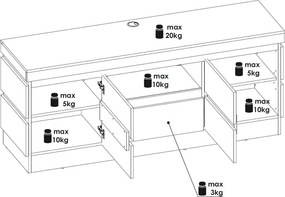 TV skrinka Campania 161 cm, biela/antracit