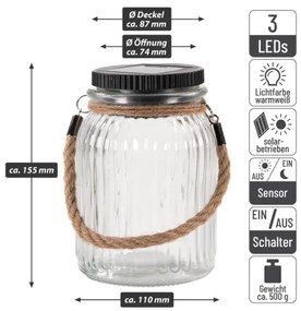 Solárne svetlo, 3 LED, plastové, teplá biela