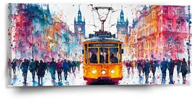 Sablio Obraz Žltá električka Paint - 110x50 cm