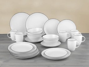 Jedálenský servis (24 dielov) Black Star, biela/čierna