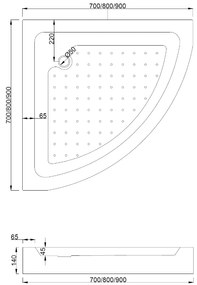 Mexen Rio, štvrťkruhový sprchovací kút s posuvnými dverami 90(dvere) x 90(dvere) x 190 cm, 6mm šedé sklo, čierny profil + Rio sprchová vanička biela, 863-090-090-70-40-4710