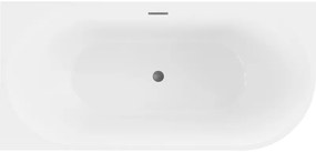 Mexen Mia, voľne stojaca rohová vaňa, lavá, 150 x 75 cm, biela-čierna, grafitový prepad, 52691507575L-66