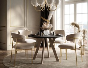 OKRÚHLY ROZKLADACÍ JEDÁLENSKÝ STÔL EWALD ČIERNY MATNÝ + KAŠMÍROVÉ NOHY 100/140 cm