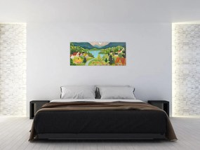 Obraz - Dedina v horách (120x50 cm)
