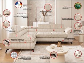 Béžová menčestrová rohová pohovka (ľavý roh/do L) Marbeya – Ropez