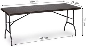 Bestent Cateringový stôl skladací 180cm Brown Rattan