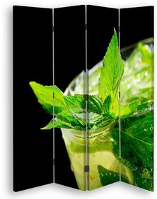 Ozdobný paraván Nápoj Mojito - 145x170 cm, štvordielny, klasický paraván