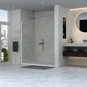 Erga Paris, sprchová zástena Walk-In 50x200 cm, 8mm číre sklo, biely matný profil, ERG-V02-PARIS-050x200-CL-WH