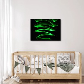 Sklenený obraz - neónové vlny (70x50 cm)