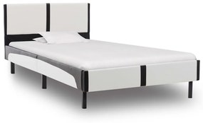 Rám postele čierno-biely umelá koža 90x200 cm