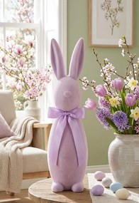 Broskvový veliký zajíc s mašlí Bunny Easter Flock XL - 20*20*70 cm