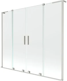 Mexen Velar L Duo, 2-krídlová posuvná vaňová zástena 170 x 150 cm, 8mm číre sklo, brúsená oceľ, 896-170-003-02-97