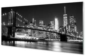 Obraz na akrylátovom skle Väčšina mrakodrapy v noci rieka 140x70 cm