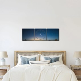 Obraz - Nočné nebo nad cestou (s hodinami) (90x30 cm)